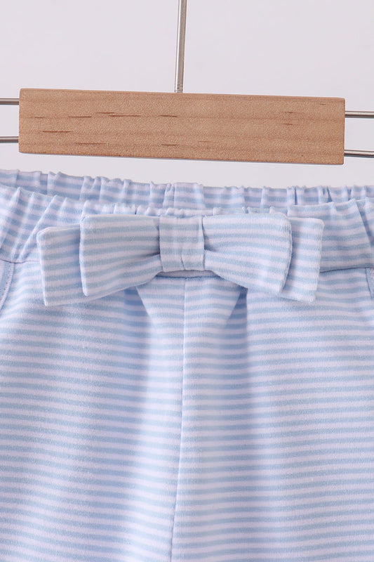 Premium Blue & white stripe bow shorts