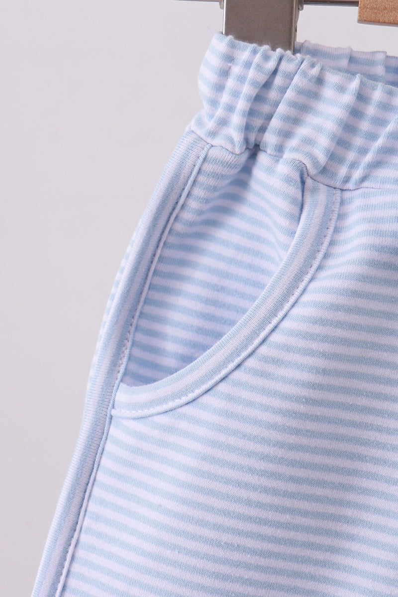 Premium Blue & white stripe bow shorts
