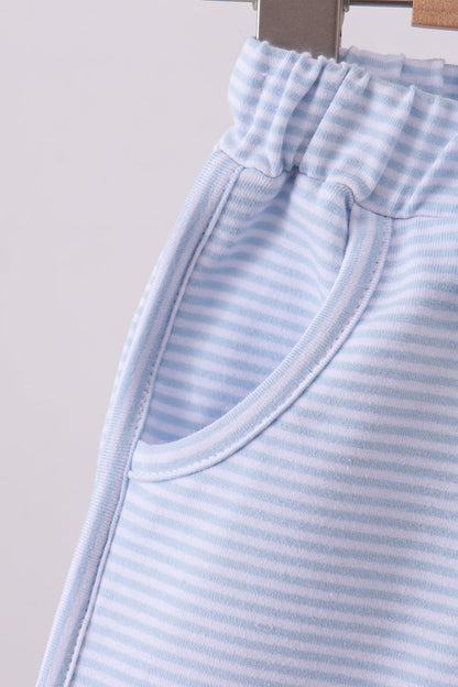 Premium Blue & white stripe bow shorts