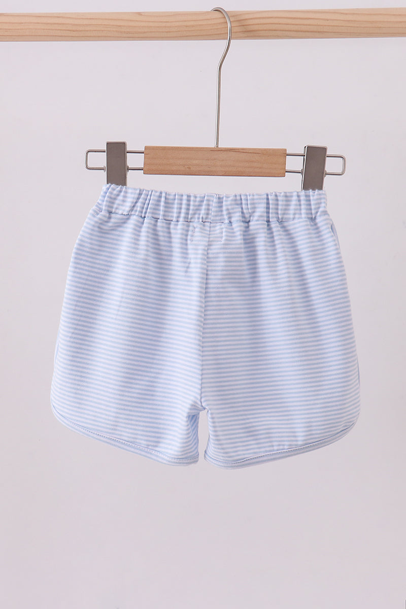 Premium Blue & white stripe bow shorts