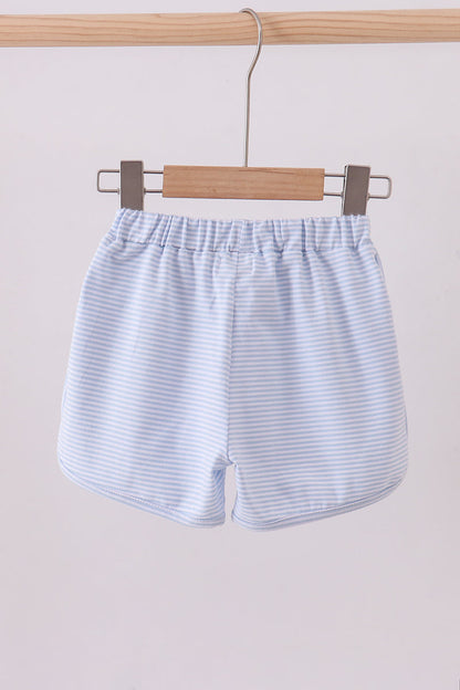 Premium Blue & white stripe bow shorts