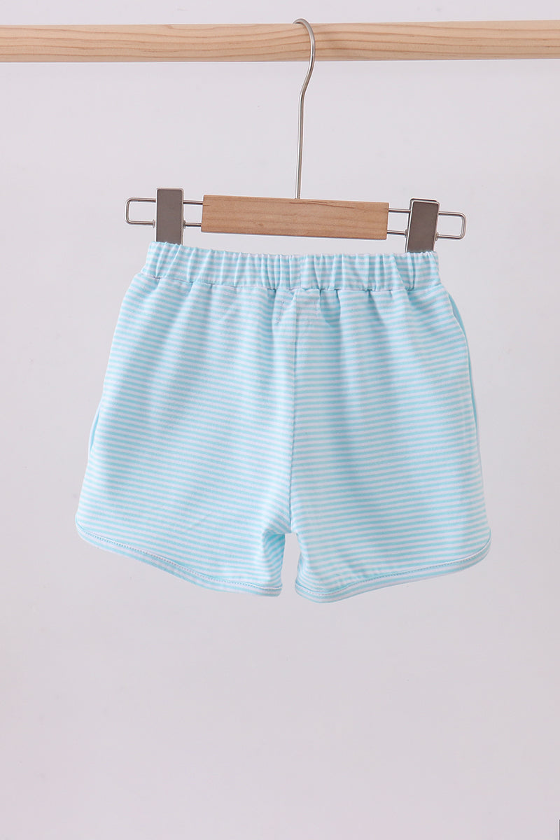 Premium Mint & white stripe bow shorts