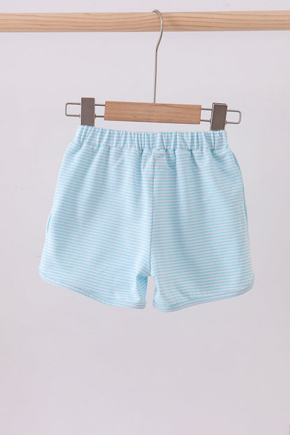 Premium Mint & white stripe bow shorts