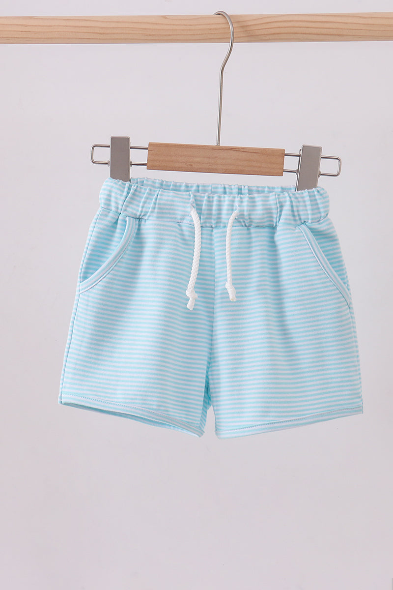 Premium Mint & white stripe drawstring shorts