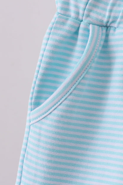 Premium Mint & white stripe drawstring shorts