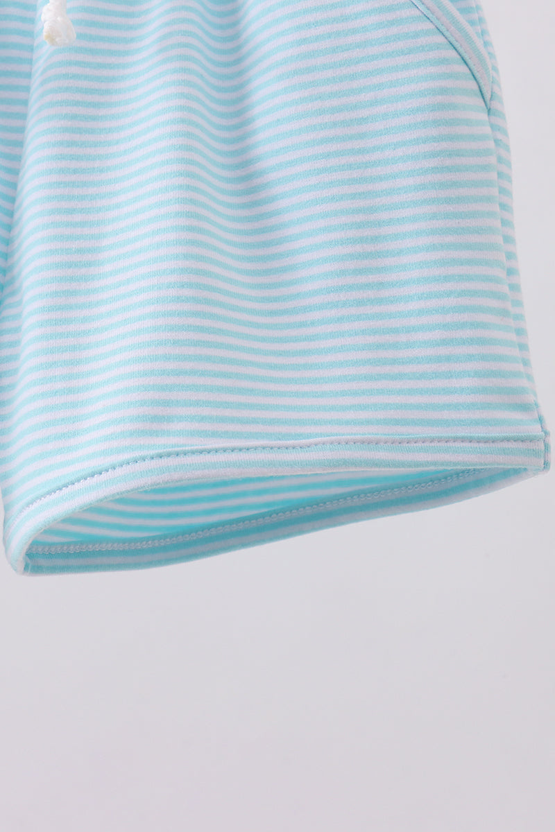 Premium Mint & white stripe drawstring shorts