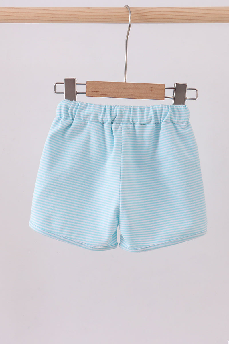 Premium Mint & white stripe drawstring shorts