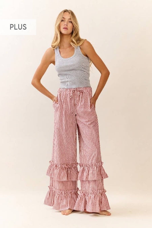 Plus Striped Pull-on Maxi Pants