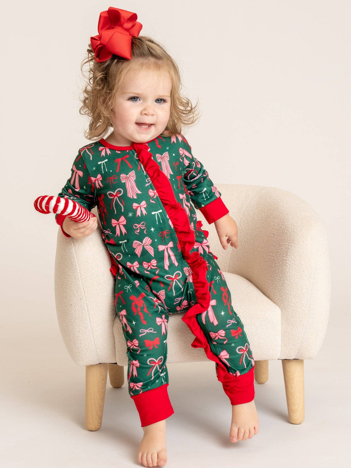 Merry Bows Ruffle Sleeper Pajamas