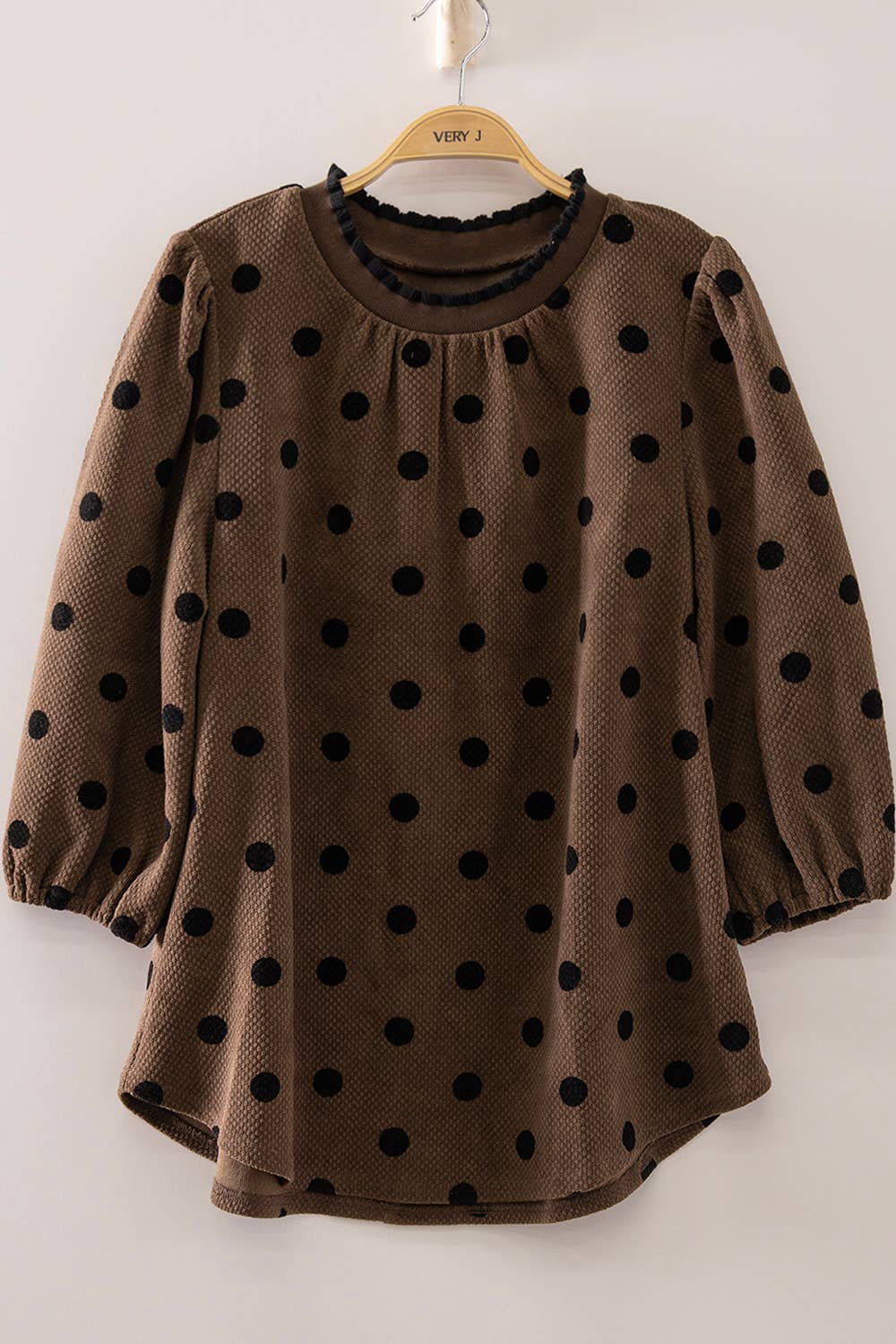 Polka Dot Puff Sleeve Top