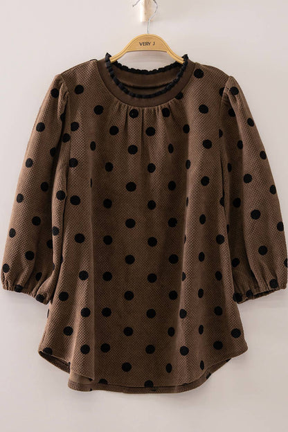 Polka Dot Puff Sleeve Top