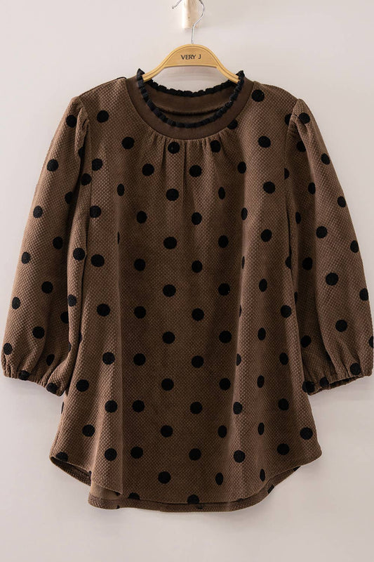 Polka Dot Puff Sleeve Top