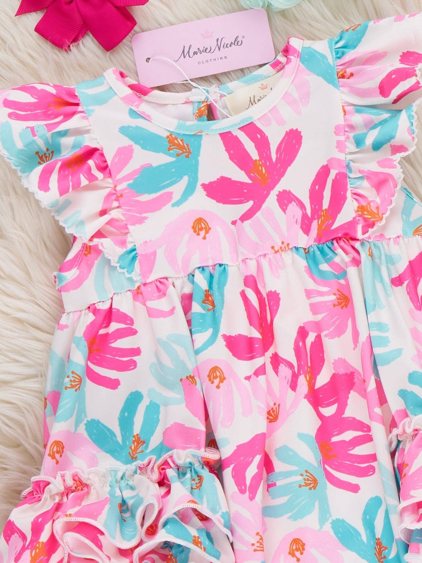 Ruffle Bubble Romper - Hibiscus
