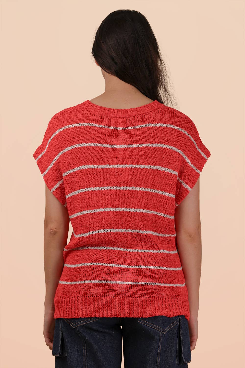 Striped Knit Sweater Vest Top