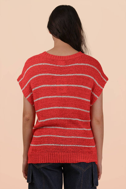 Striped Knit Sweater Vest Top