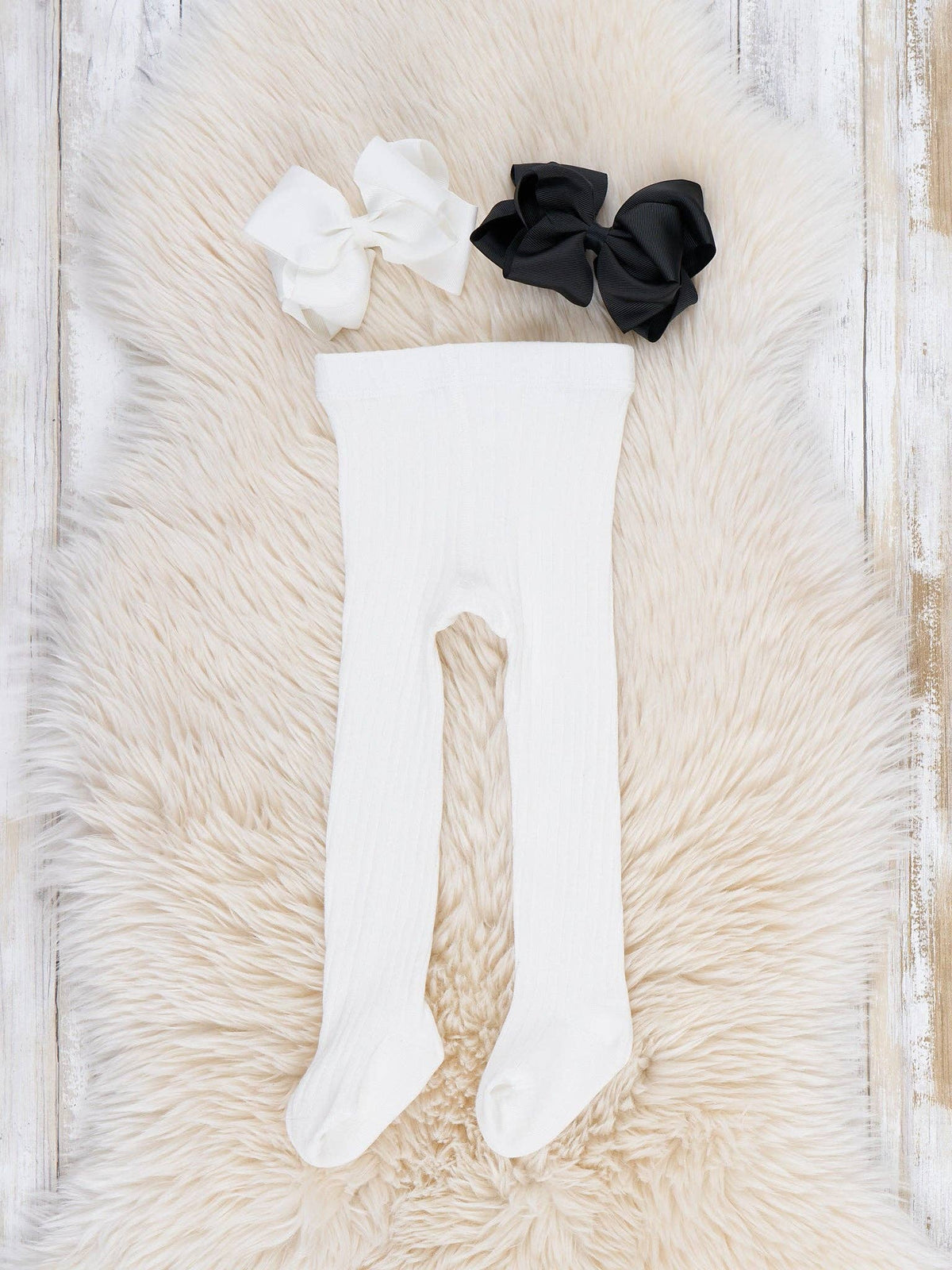 Classic Ribbed Tights - White