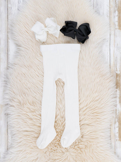 Classic Ribbed Tights - White