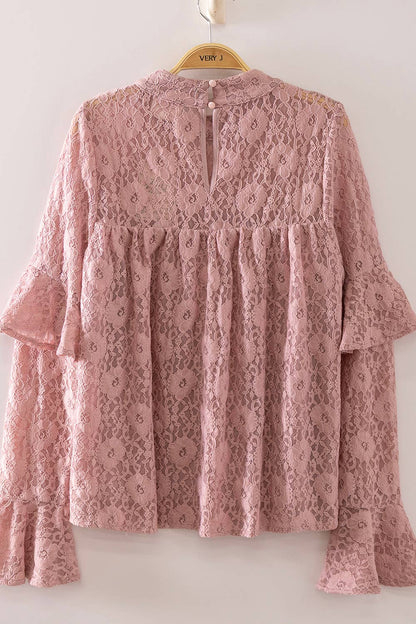 Lace Babydoll Mock Neck Top