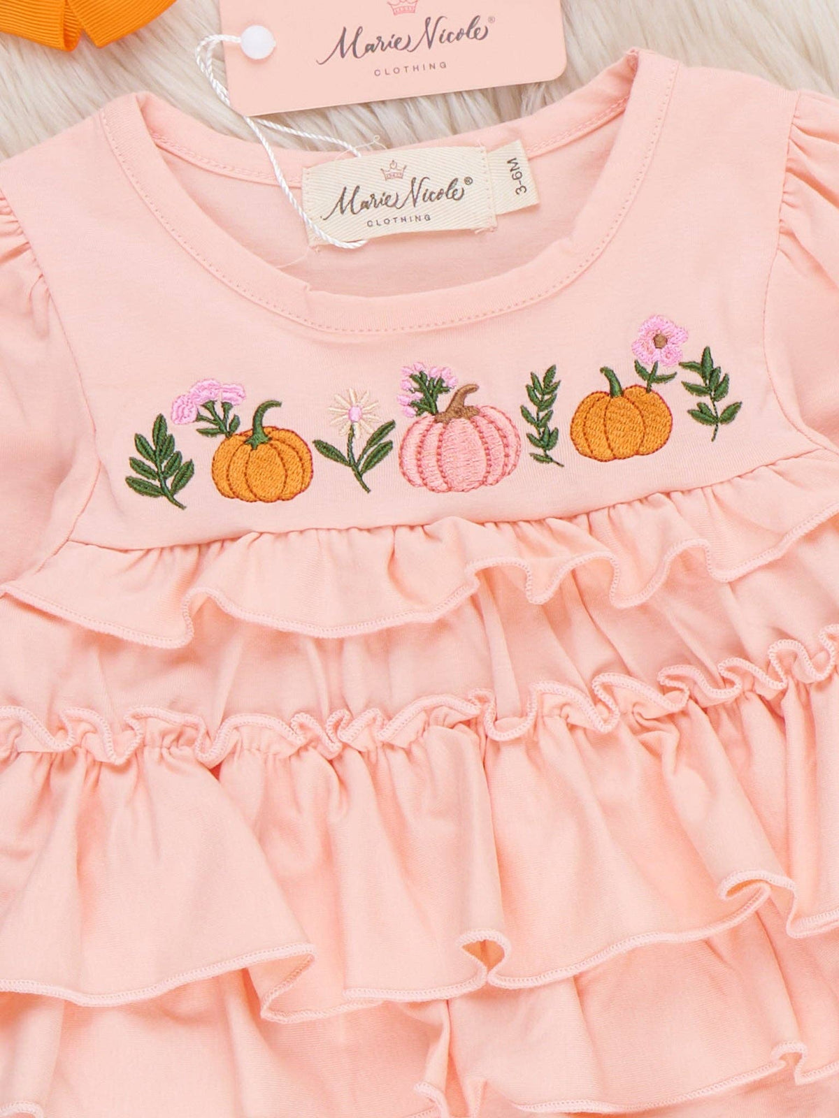 Pumpkin Little Sweetie Embroidered Bubble Romper