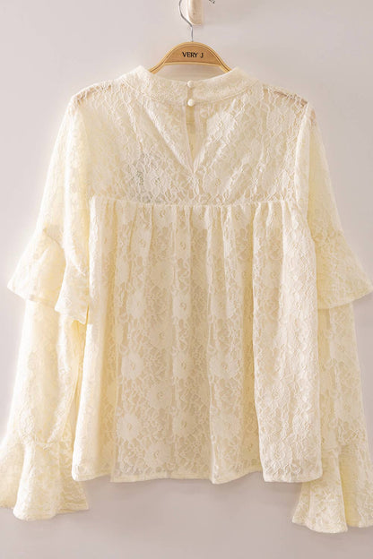 Lace Babydoll Mock Neck Top