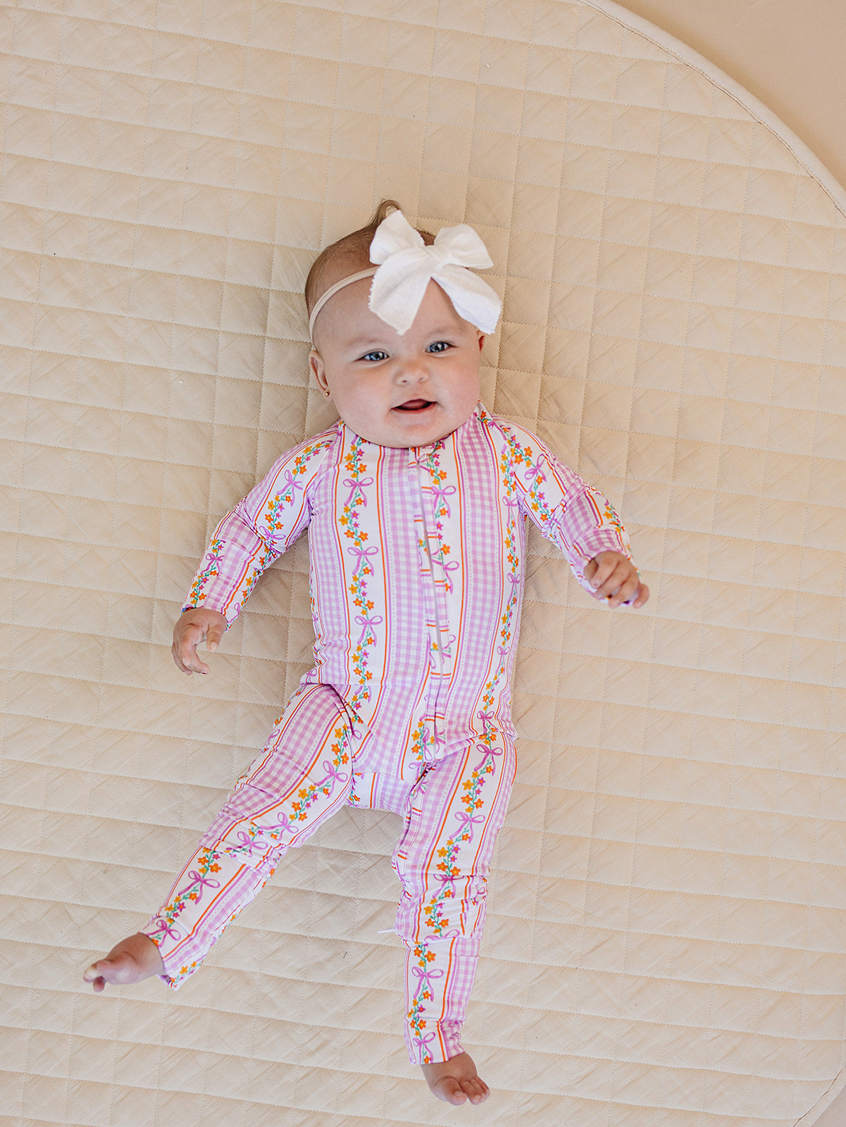 Bamboo Zip Romper | Gingham & Flowers