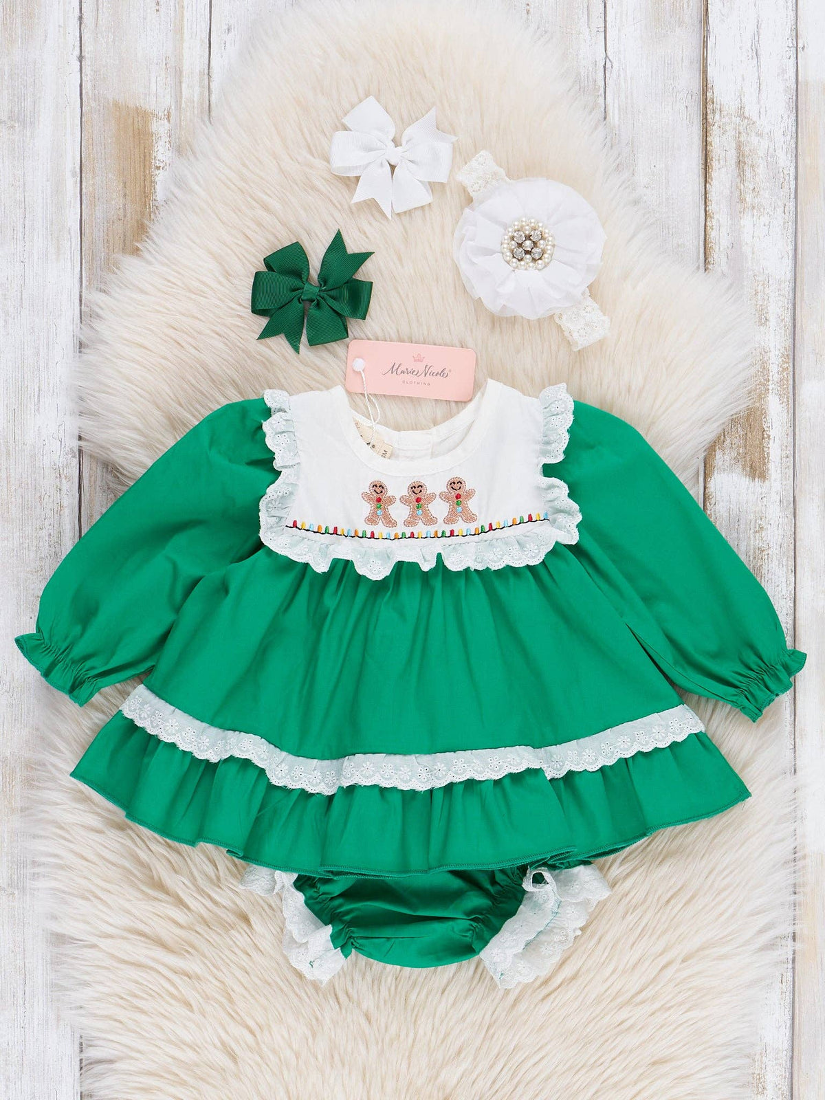 Embroidered Gingerbread Friends Bloomers Outfit