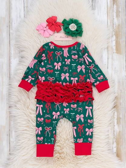 Merry Bows Ruffle Sleeper Pajamas