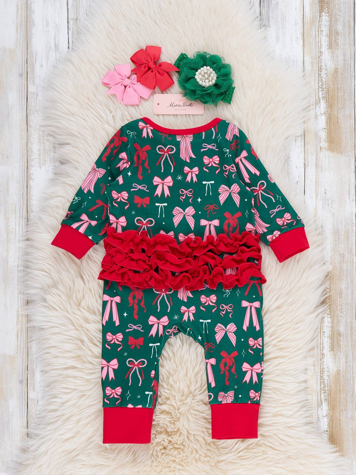 Merry Bows Ruffle Sleeper Pajamas