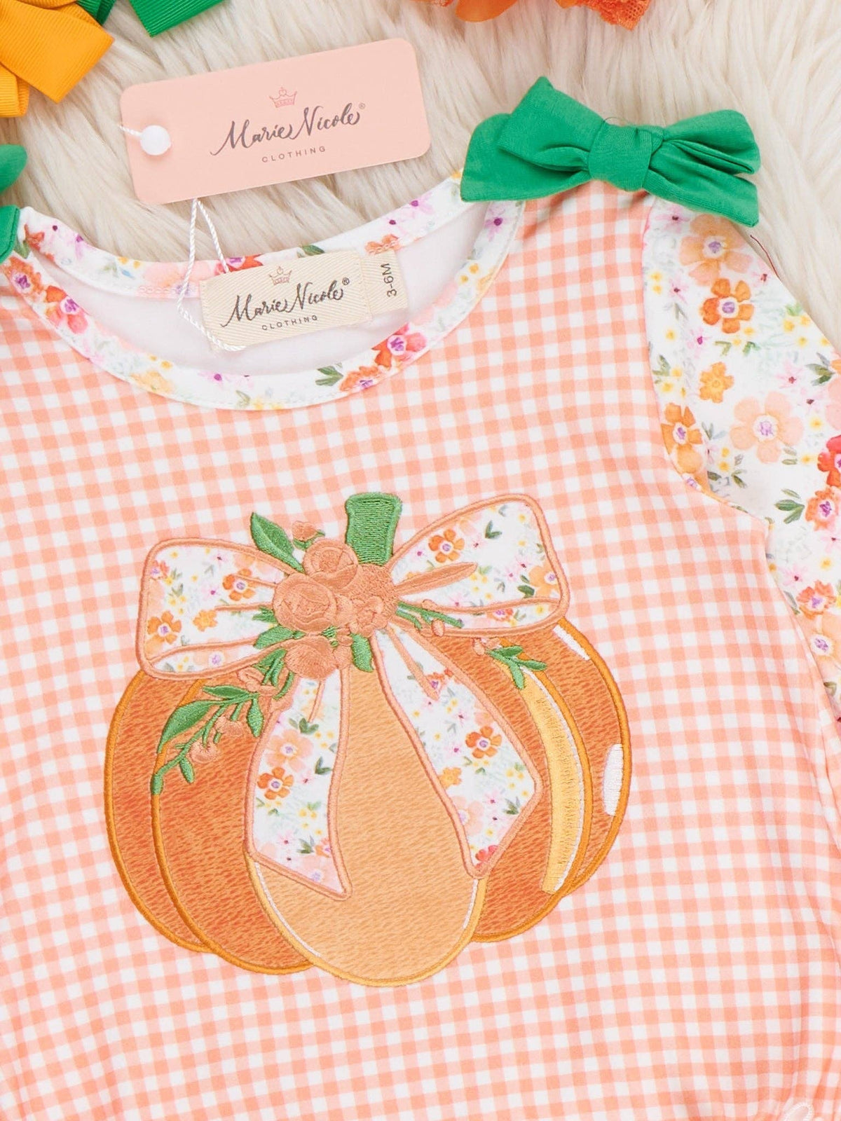 Pumpkin Garden Embroidered Floral Bubble Romper