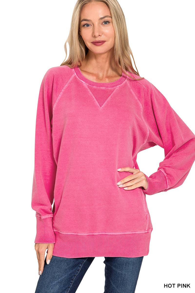 Pigment Dyed French Terry Pullover With Pockets