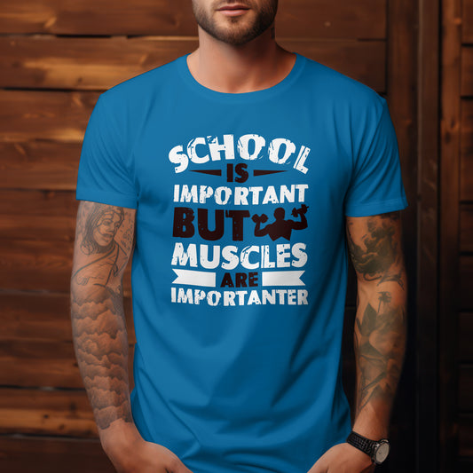 Muscles Are Importanter Gym Tee – Funny Fitness Shirt for Men
