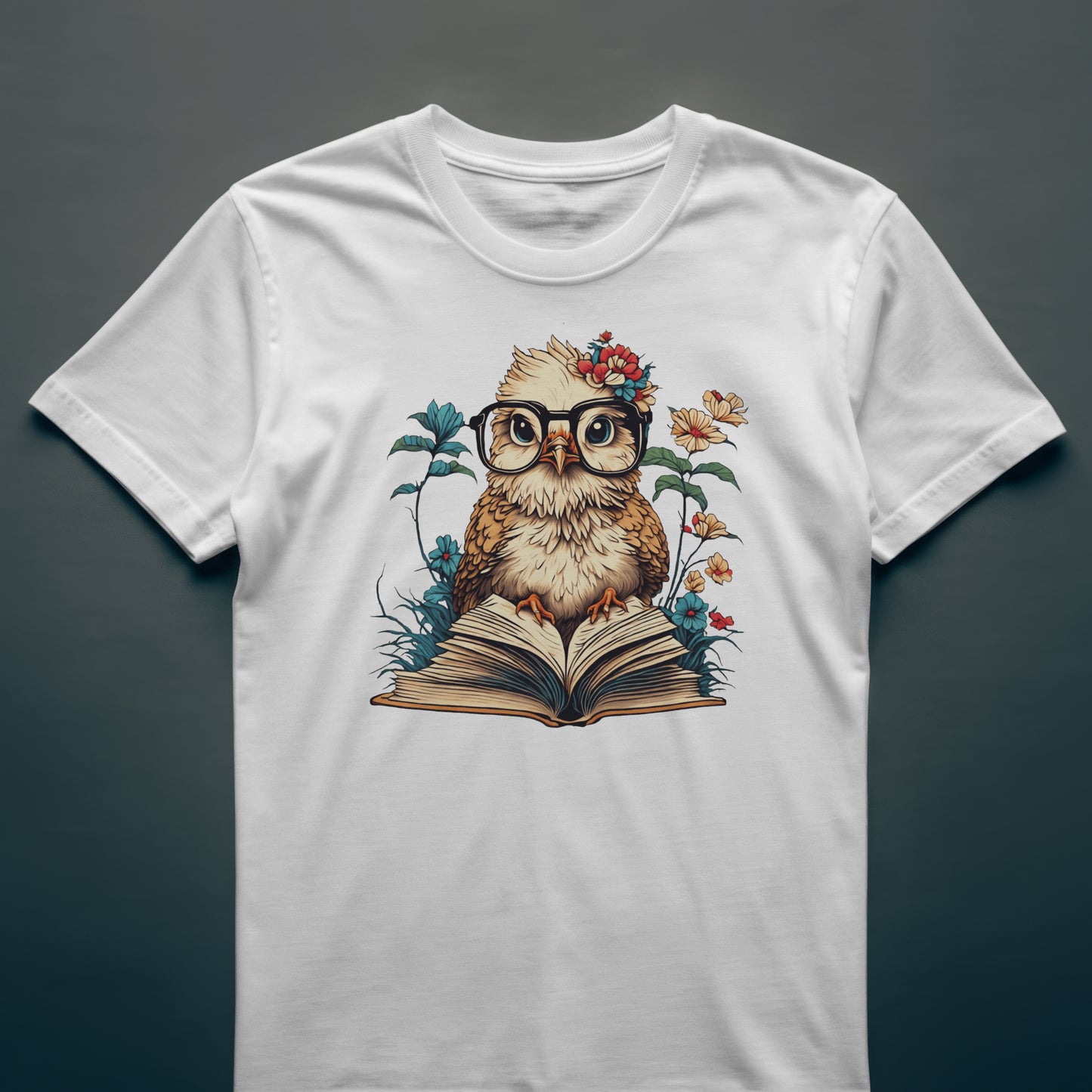 Bookish Owl Floral Tee – Cute Owl Shirt for Book Lovers & Teachers