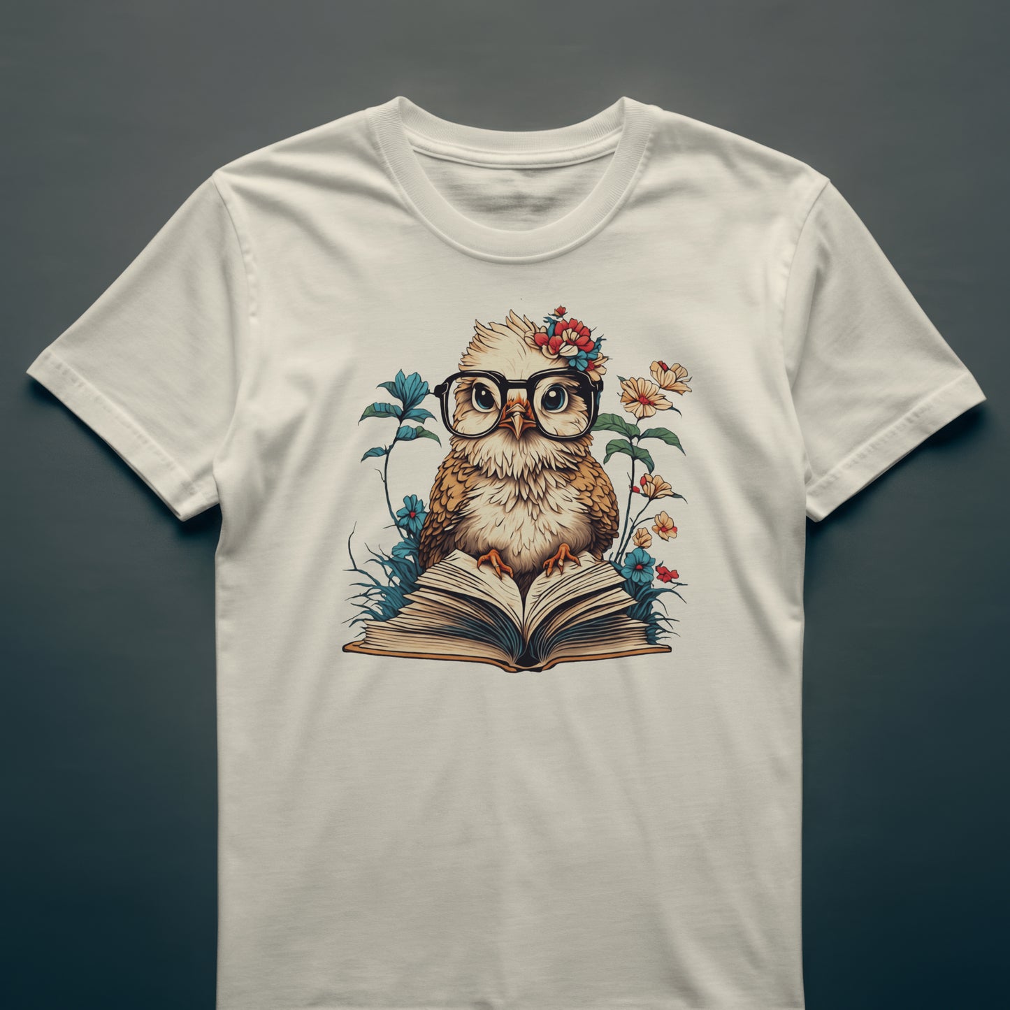 Bookish Owl Floral Tee – Cute Owl Shirt for Book Lovers & Teachers