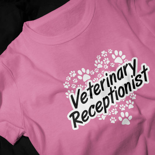 Veterinary Receptionist Paw Print Heart T-Shirt