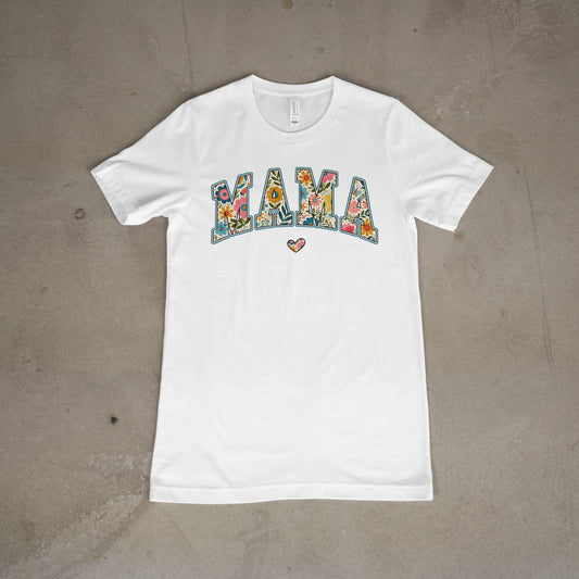 MAMA Floral Block Letter Tee