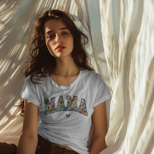 MAMA Floral Block Letter Tee