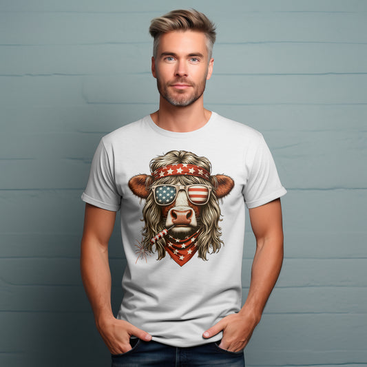 Patriotic Firecracker Cow Tee – 4th of July Country Shirt