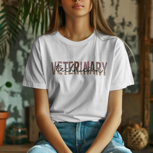 Veterinary Technician Leopard Print T-Shirt