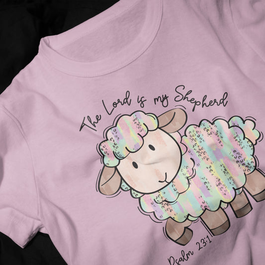 "The Lord is My Shepherd" Pastel Sheep T-Shirt