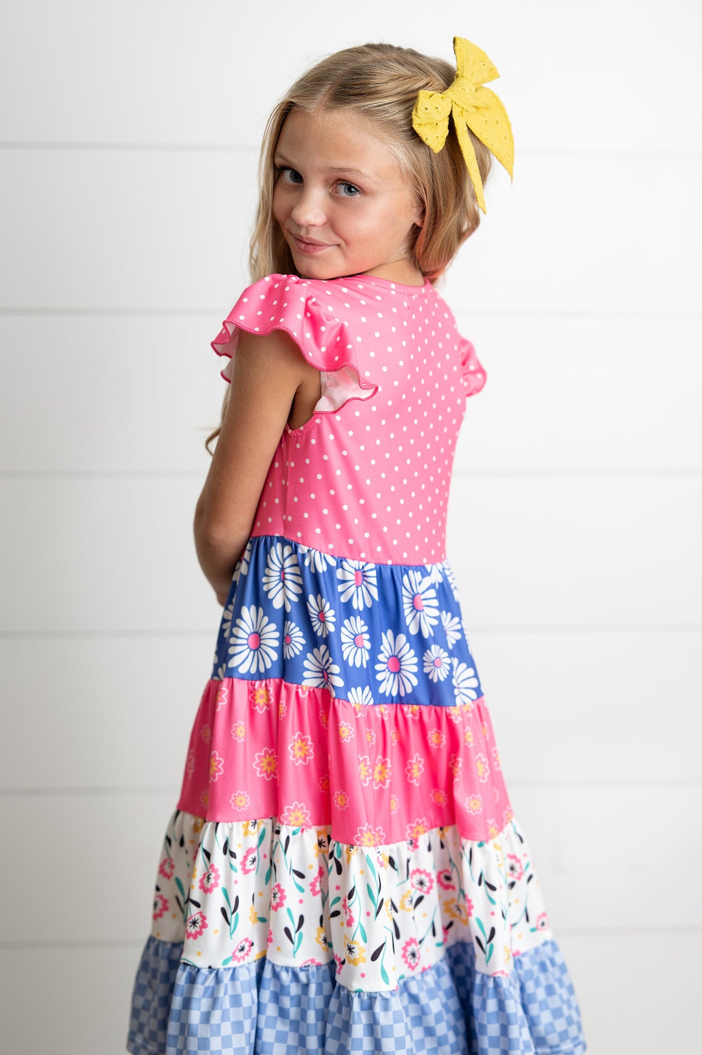 Ava Hot Pink Tiered Ruffles Dress