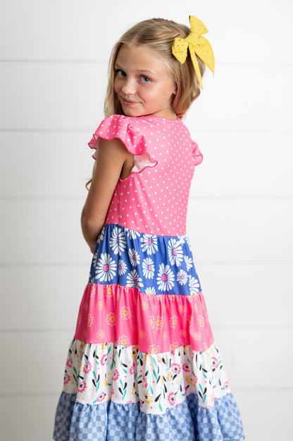 Ava Hot Pink Tiered Ruffles Dress