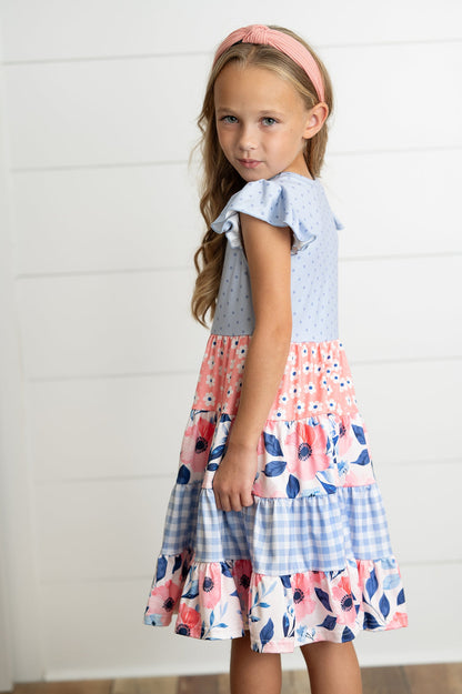 Ava Periwinkle Tiered Dress