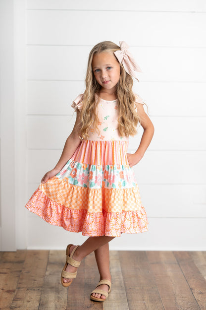 Ava Retro Floral Tiered Dress