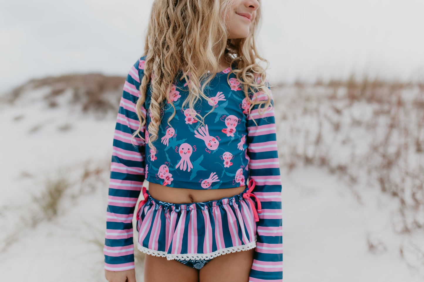 Axolotl Long Sleeve Rash Guard Swimsuit