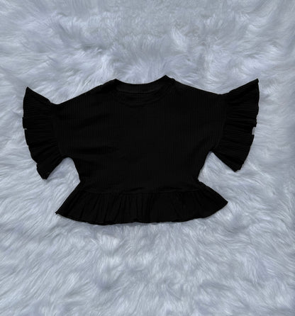 Back in Black ruffle top