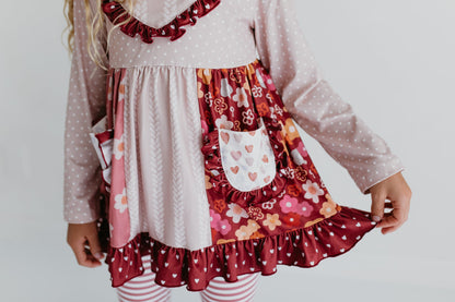 Beige Floral Bell Bottom Pant Set