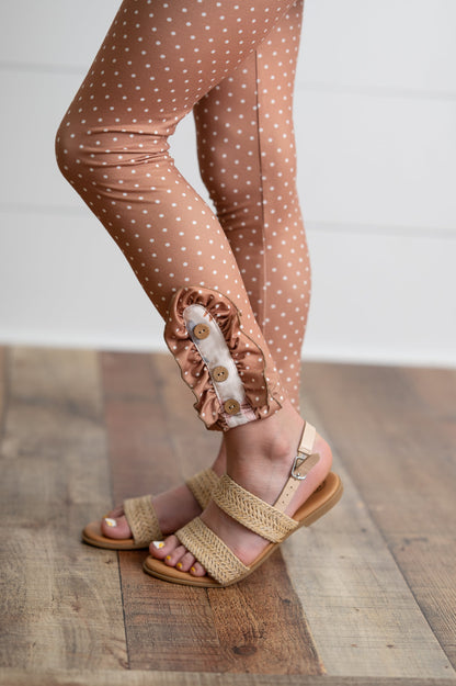 Beige Bow Button Pant Set