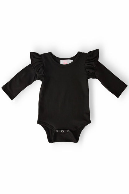 Black L/S Flutter Bodysuit