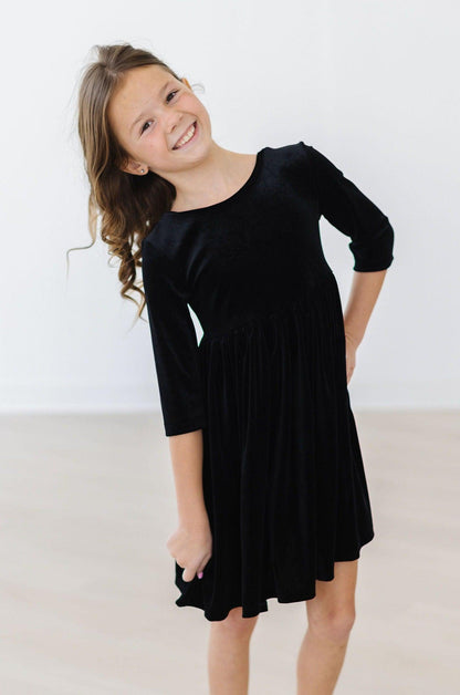 SALE Black Velvet Twirl Dress