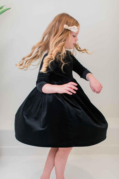 SALE Black Velvet Twirl Dress